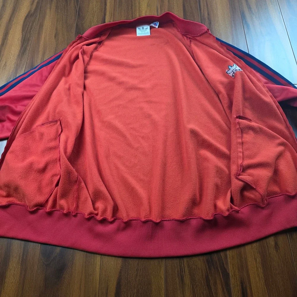Vintage Adidas ATP Track Jacket Mens Medium Red Navy Made in USA Trefoil Zip